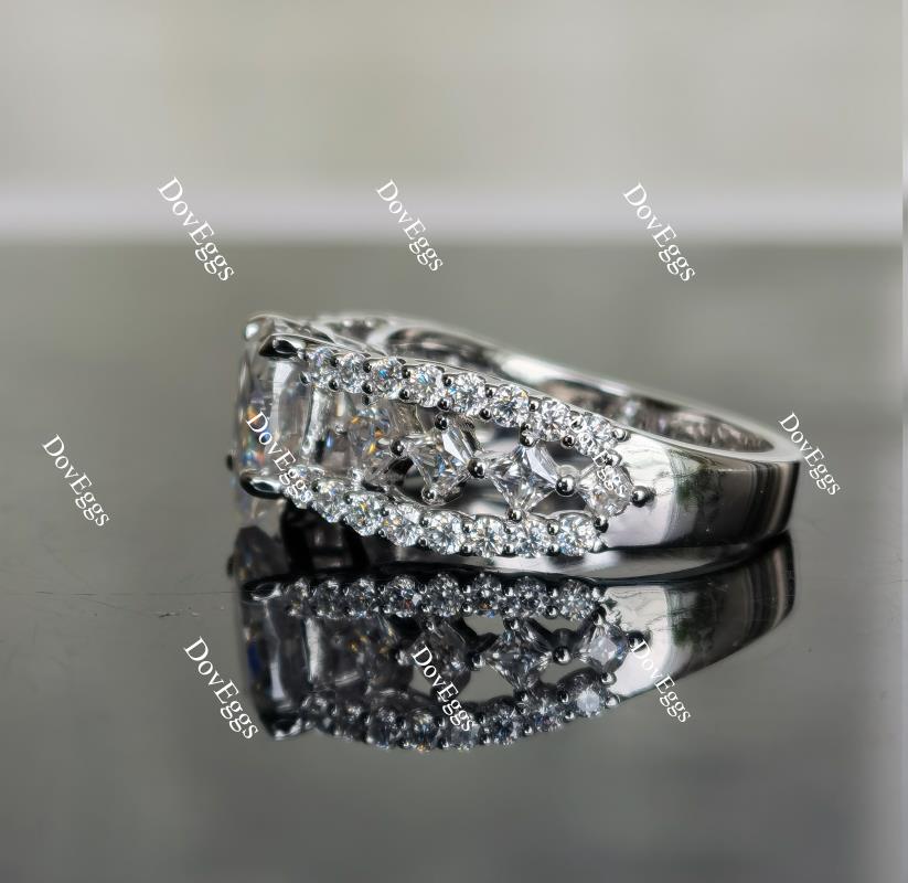 The Mikinzy pear split shank half eternity pave moissanite engagement ring