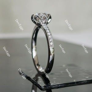 Doveggs oval half eternity pave moissanite engagement ring