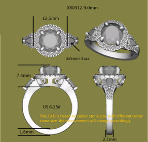 Doveggs round halo colored moissanite engagement ring
