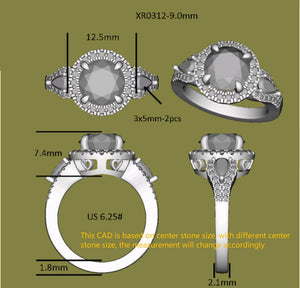 Doveggs  smokey spark grey round halo moissanite engagement ring
