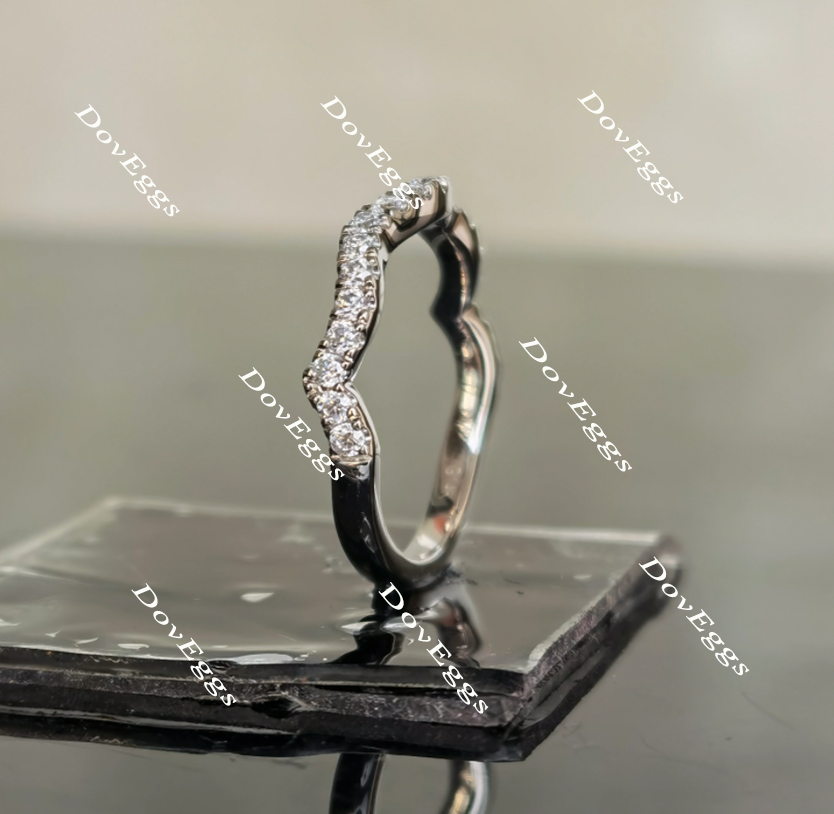 Doveggs round half eternity moissanite/lab grown diamond wedding band(one piece of wedding band only)-1.8mm band width