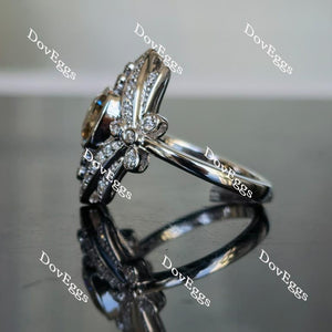 Doveggs champagne cushion dragonfly moissanite engagement ring(wings without milgrain)