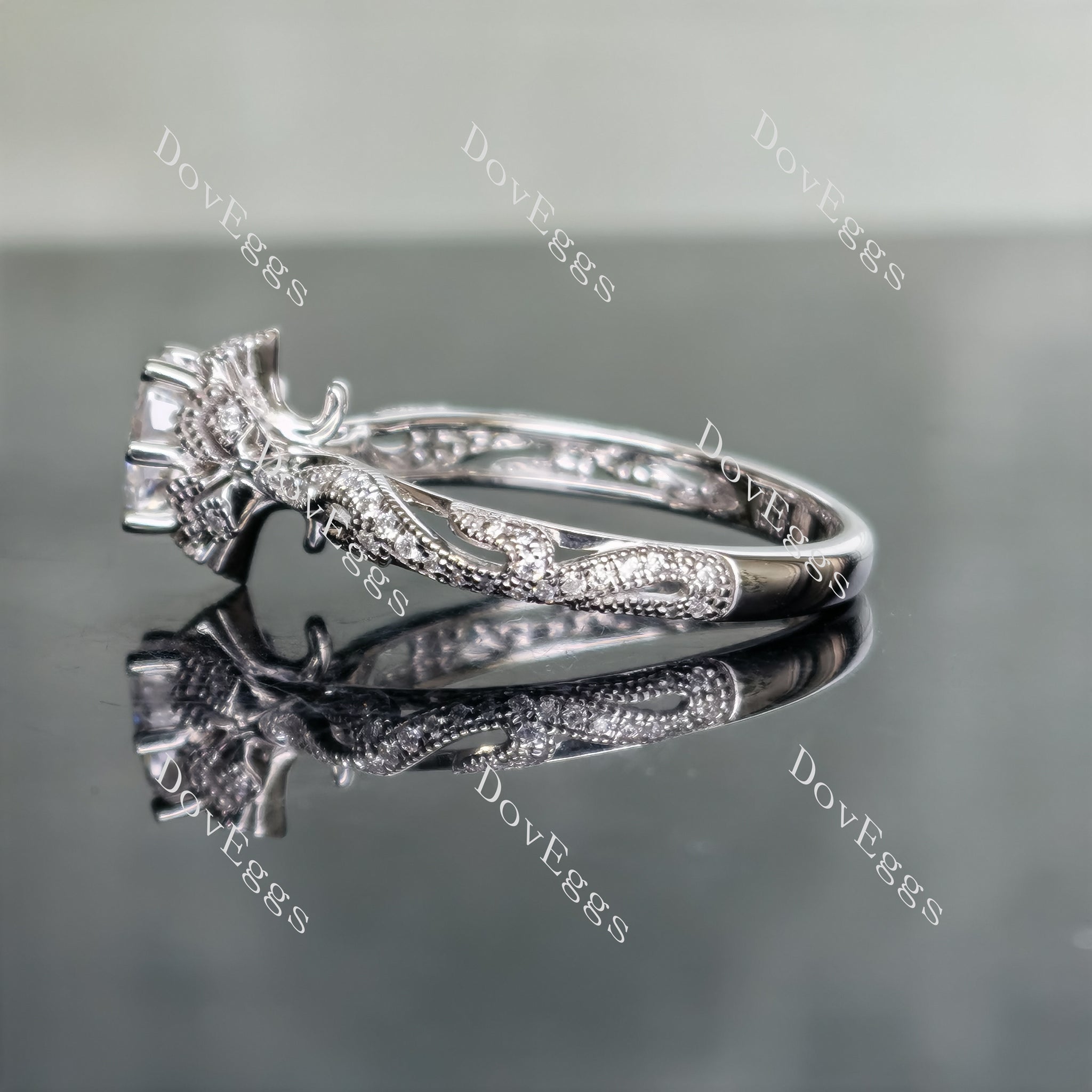 white gold oval moissanite ring