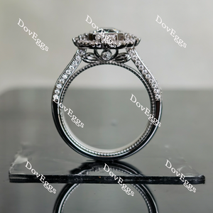 Doveggs smokey spark grey radiant H&A cut half eternity moissanite ring