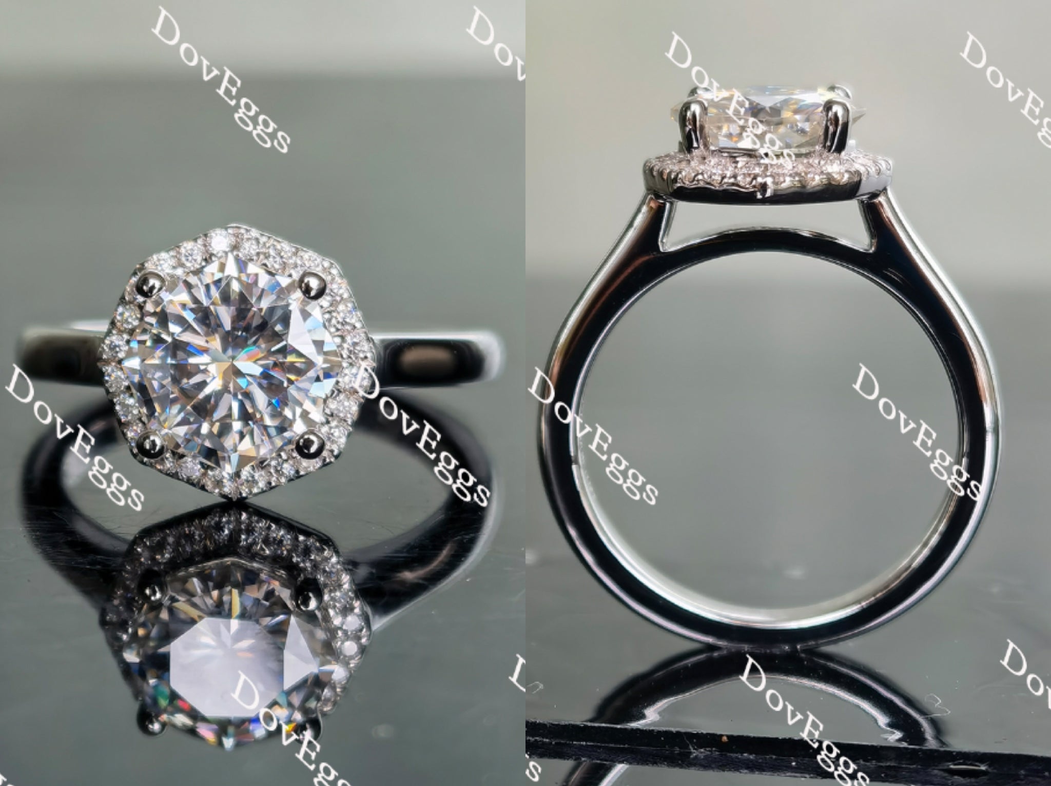 halo moissanite engagement ring