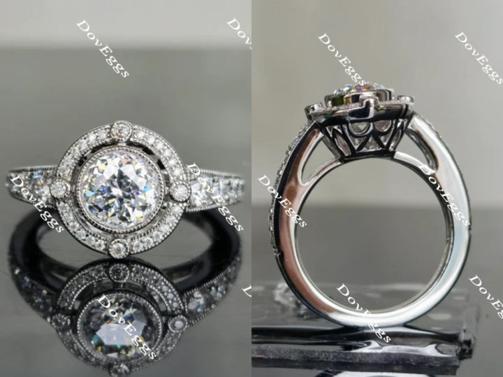 Doveggs art deco half eternity pave moissanite engagement ring - DovEggs-Seattle