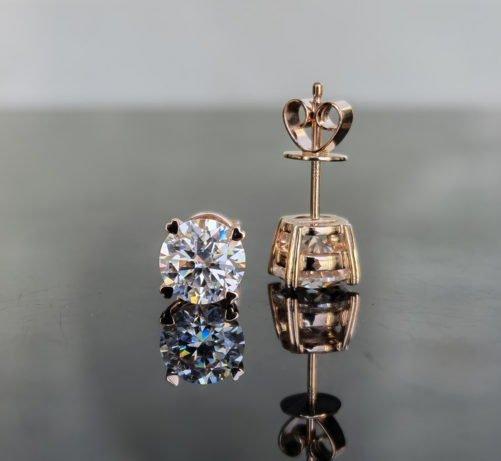 Doveggs solitaire round moissanite stud earrings for women - DovEggs-Seattle