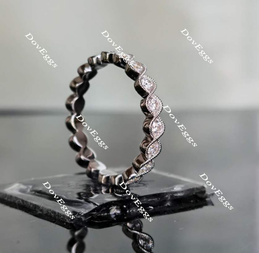 Doveggs art deco round full eternity moissanite ring/lab grown diamond wedding band-3.2mm band width