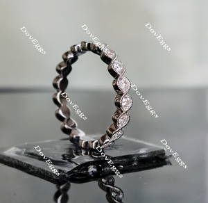 Doveggs art deco round full eternity moissanite ring/lab grown diamond wedding band-3.2mm band width