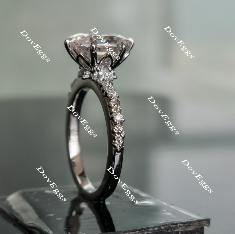 DovEggs nova elongated oval art deco moissanite engagement ring