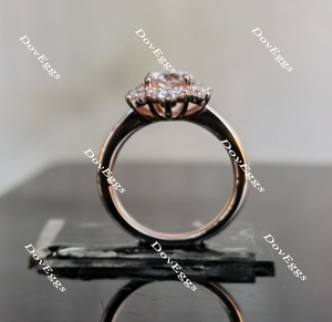 Doveggs flower shape round moissanite engagement ring