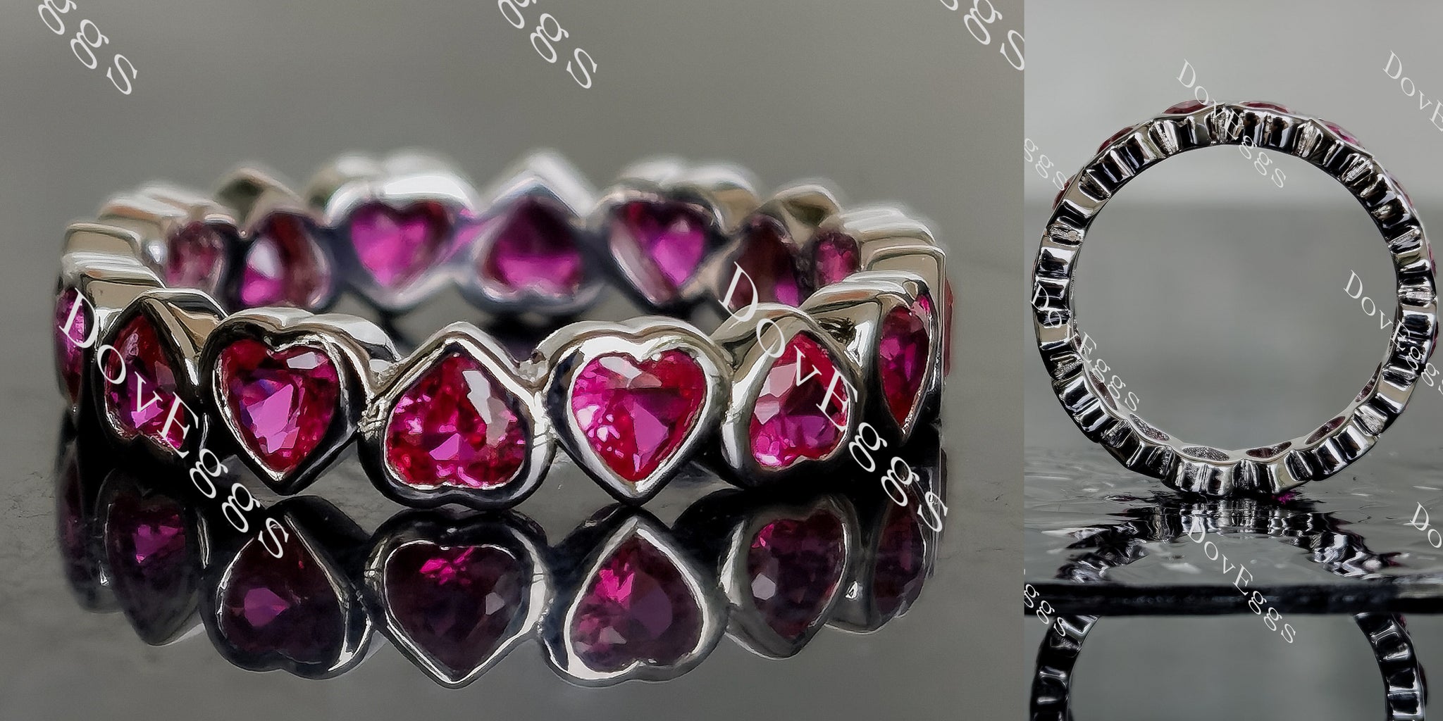 Doveggs heart full eternity bezel colored gem wedding band-4.2mm band width