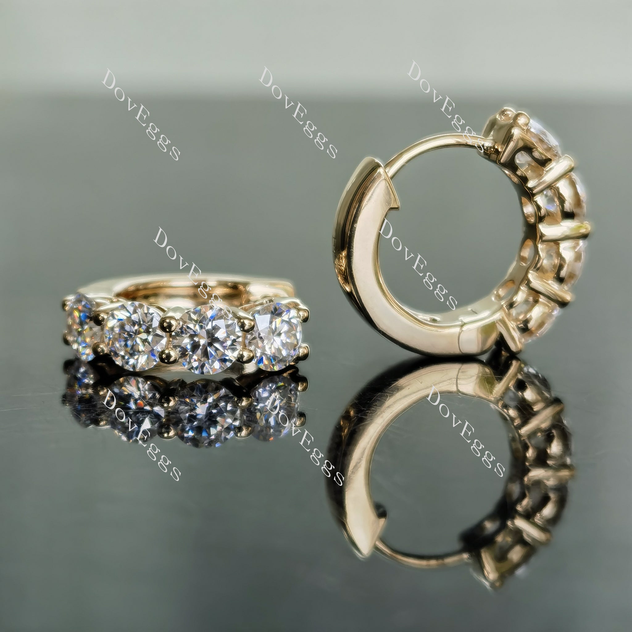Doveggs 2 carat round moissanite hoop earrings for women