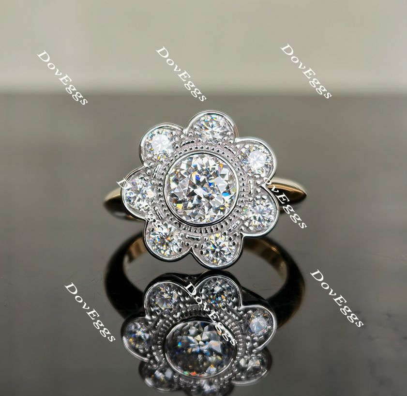 flower shape moissanite ring