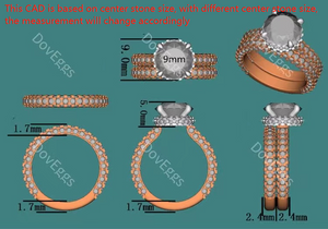 Doveggs round pave moissanite bridal set (2 rings)