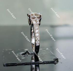 The Ginny princess side-stone half eternity pave moissanite engagement ring