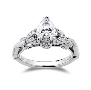 doveggs sterling silver 1.5 carat pear vintage moissanite ring