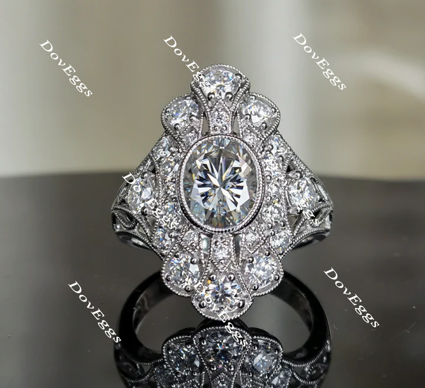 art deco moissanite engagement ring