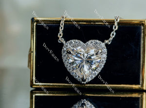 Doveggs heart halo moissanite pendant necklace (with chain)