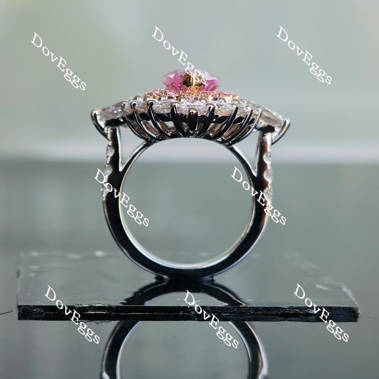 Doveggs marquise halo pink sapphire colored gem sterling silver engagement ring