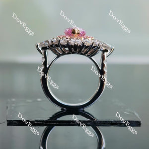 Doveggs marquise halo pink sapphire colored gem sterling silver engagement ring