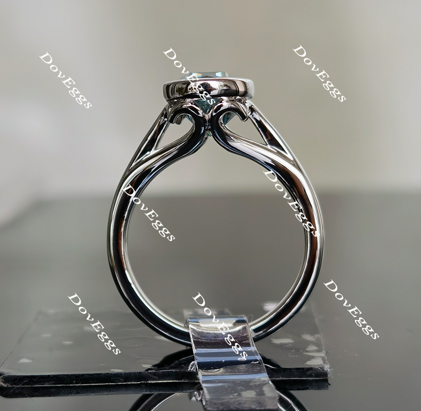 Doveggs Peacock blue solitaire moissanite engagement ring