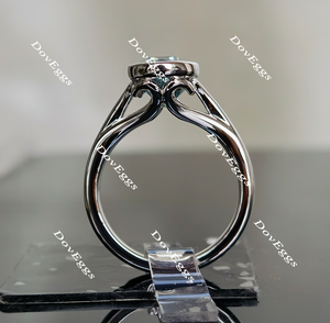Doveggs Peacock blue solitaire moissanite engagement ring