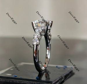 Mon Cherie round side stone moissanite engagement ring