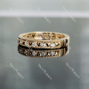 Doveggs round 3/4 eternity pave near colorless/colorless moissanite wedding band-3.4mm band width