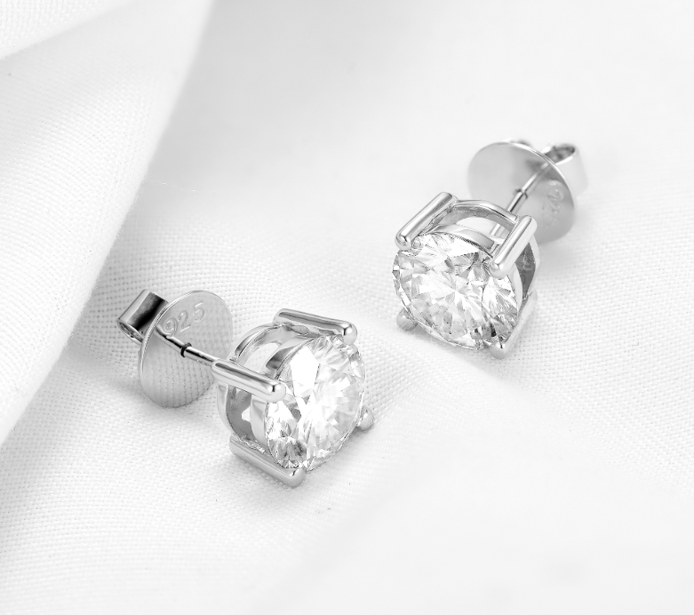 doveggs moissanite round moissanite sterling silver stud earring