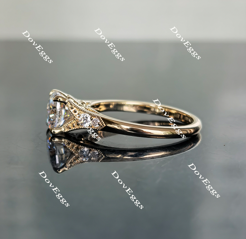 Doveggs pave art deco moissanite/colored gem engagement ring for women