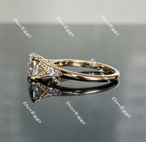 Doveggs pave art deco moissanite/colored gem engagement ring for women