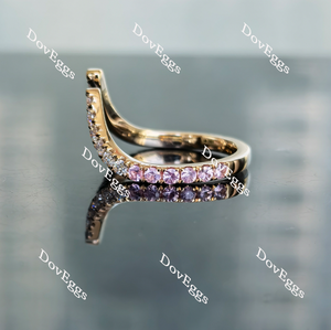Doveggs round curved moissanite/lab grown diamond & colored gem wedding band-2.1mm band width