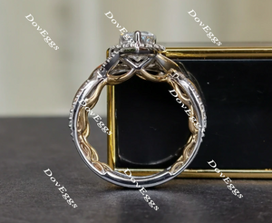 Doveggs pear halo moissanite bridal set (2 rings)