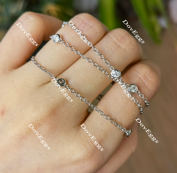 Doveggs round bezel setting moissanite/lab grown diamond necklace for women