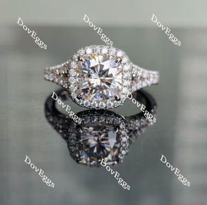 Doveggs cushion split shank pave halo moissanite engagement ring