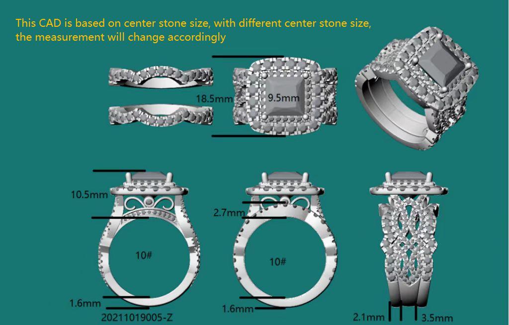 Doveggs halo moissanite bridal set (3 rings)
