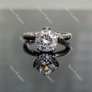 Doveggs round floral moissanite engagement ring