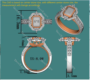 Doveggs radiant half eternity channel set moissanite engagement ring