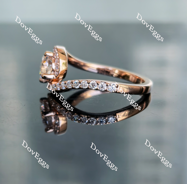 Doveggs round pave curved band moissanite engagement ring
