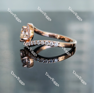Doveggs round pave curved band moissanite engagement ring