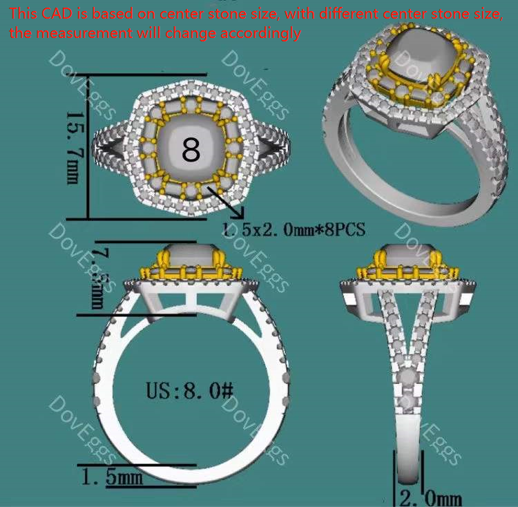 DovEggs double halo moissanite engagement ring