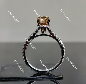 Doveggs elongated oval champagne pave moissanite engagement ring