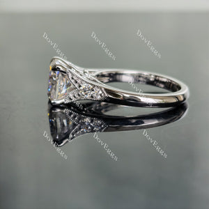 Doveggs pave art deco moissanite/colored gem engagement ring for women