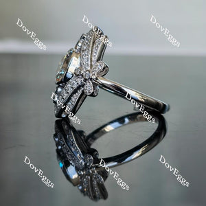 Doveggs cushion art deco dragonfly moissanite & colored gem engagement ring