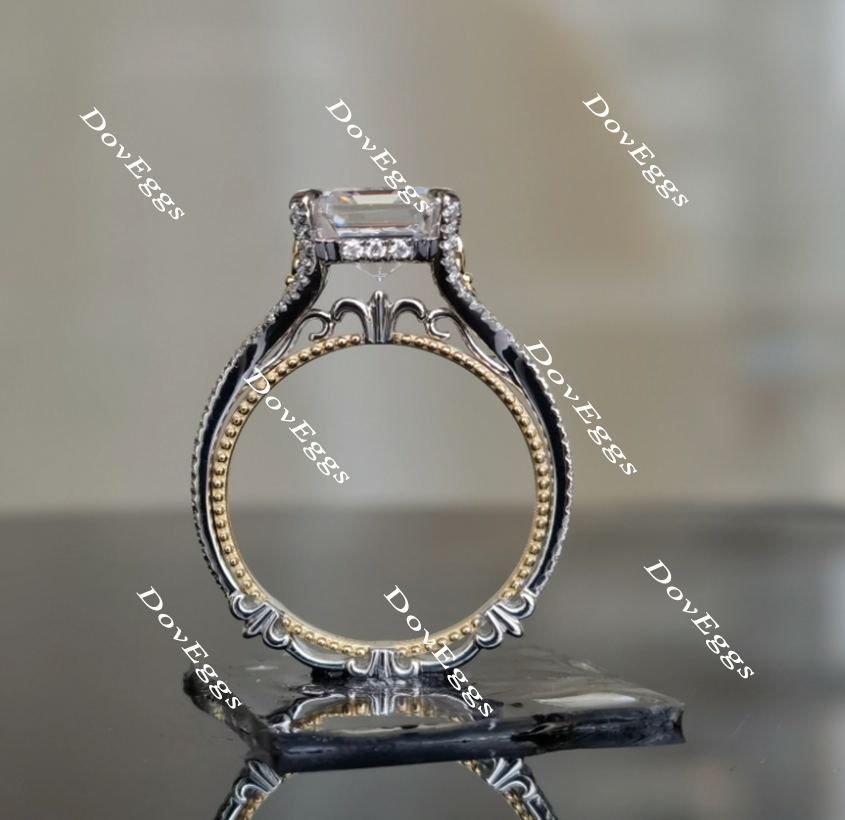 doveggs asscher pave moissanite engagement bridal set (2 rings)