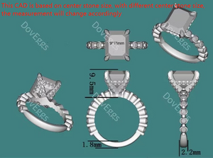 Doveggs radiant moissanite engagement ring for women