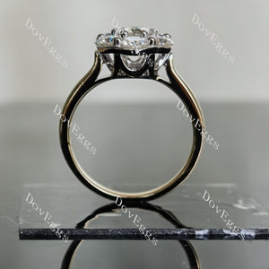 Doveggs round floral moissanite engagement ring