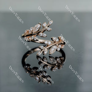 Doveggs round art deco leaf moissanite/lab grown diamond wedding band-1.8mm band width