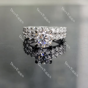 Doveggs round pave moissanite/lab grown diamond wedding band for women (wedding band only)-1.7mm band width